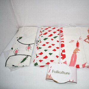 Folkulture Christmas Kitchen Towels – Set of 3, 100% Cotton Dish Towels, NWT